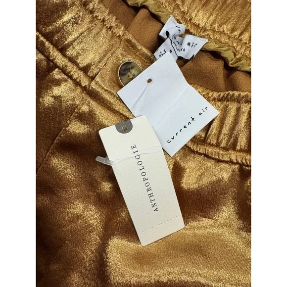 NWT Anthropologie Current Air Satin High-Rise Wide-Leg Pants Women's Small Gold‎ - Picture 7 of 13